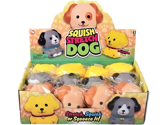 4" Squish and Stretch Dog 12ct
