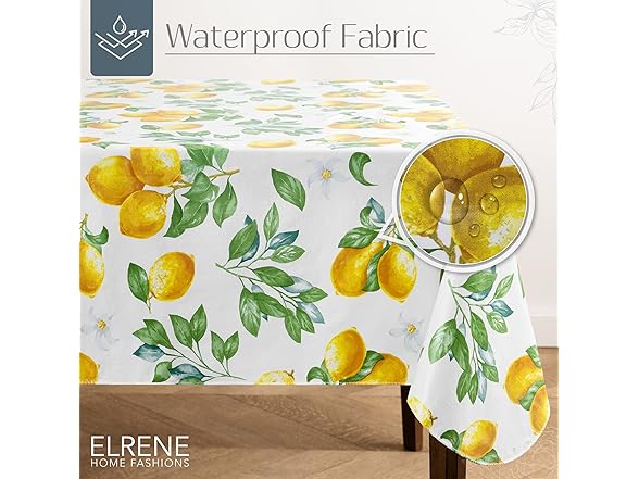 Elrene Home Fashions Vintage Lemon and Citrus Tablecloth