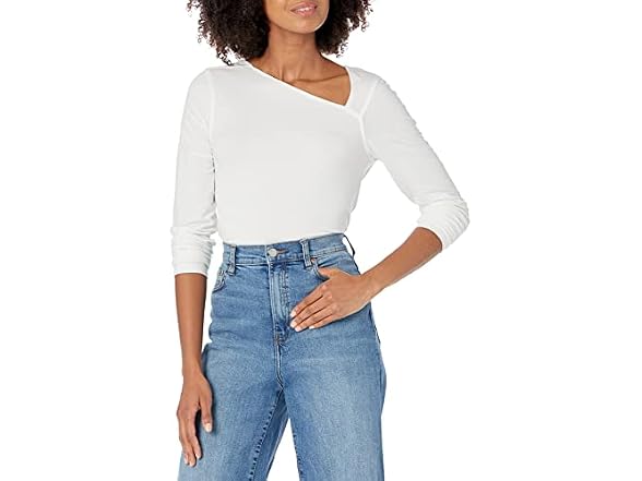 The Drop Women (L) Neil Long Sleeve Top White
