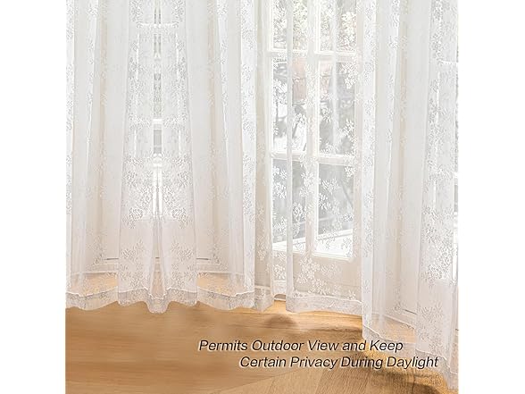 LANTIME White Lace Sheer Curtains