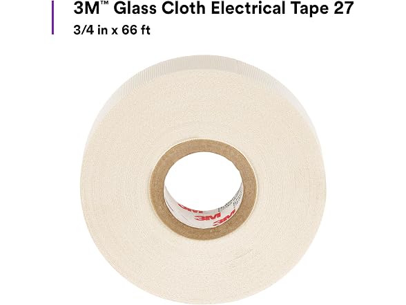 3M Glass Cloth Electrical Tape 27, 3/4 in x 66ft