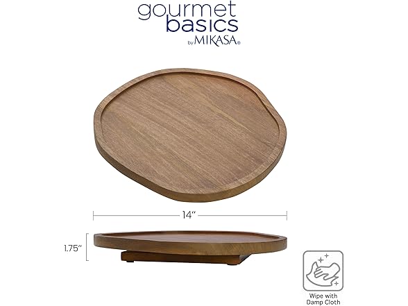 Cora Organic Shaped Lazy Susan Turntable, 14 Inch