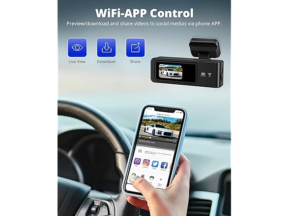 (NEW) Kingslim Front & Rear Wifi Dashcam 2K+1080P