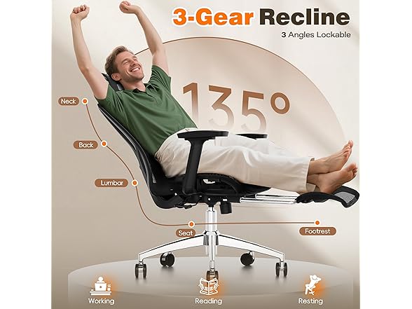 GABRYLLY Ergonomic Office Chair w-Footrest
