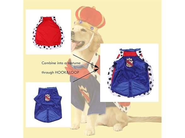 SEIS Halloween 3 Pcs Dog King Cloak Costume