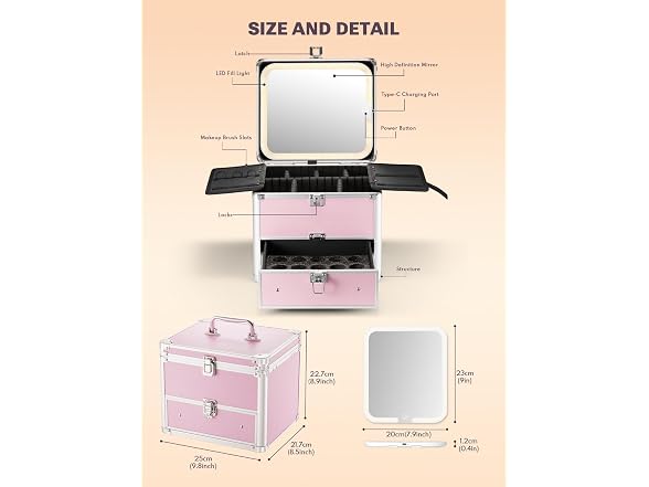 Qislee Makeup Box with Drawer