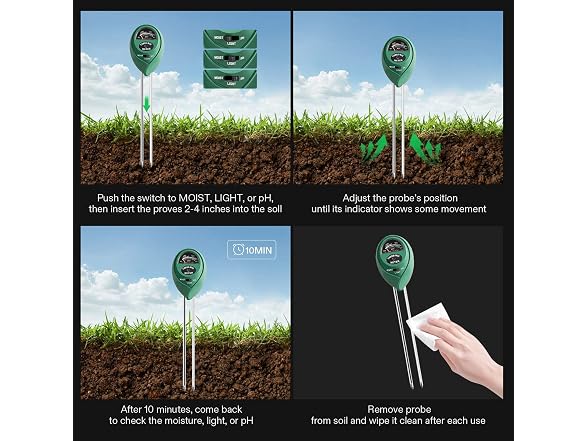 VIVOSUN GAR-77 (2 Pack) VIVOSUN 3-in-1 Soil Meter