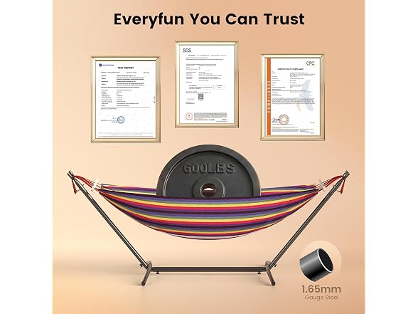 Everyfun Double Hammock with Stand, 2 Person