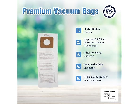 DVC Micro-Lined Paper Replacement Bags For 6300