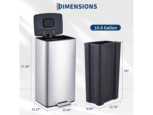OUTLANE 40L / 10.6 Gal Kitchen Trash Can