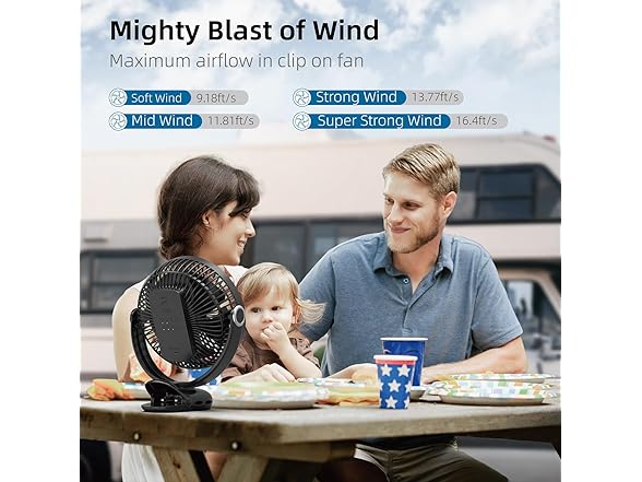 8-Inch Battery Operated Clip on Fan