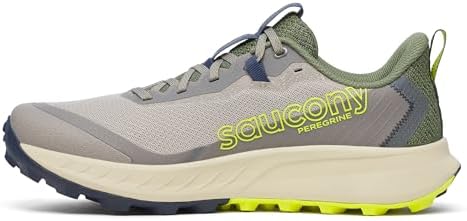 Saucony Men's Peregrine 15 Sneaker, Ridge/Olivine, 12.5