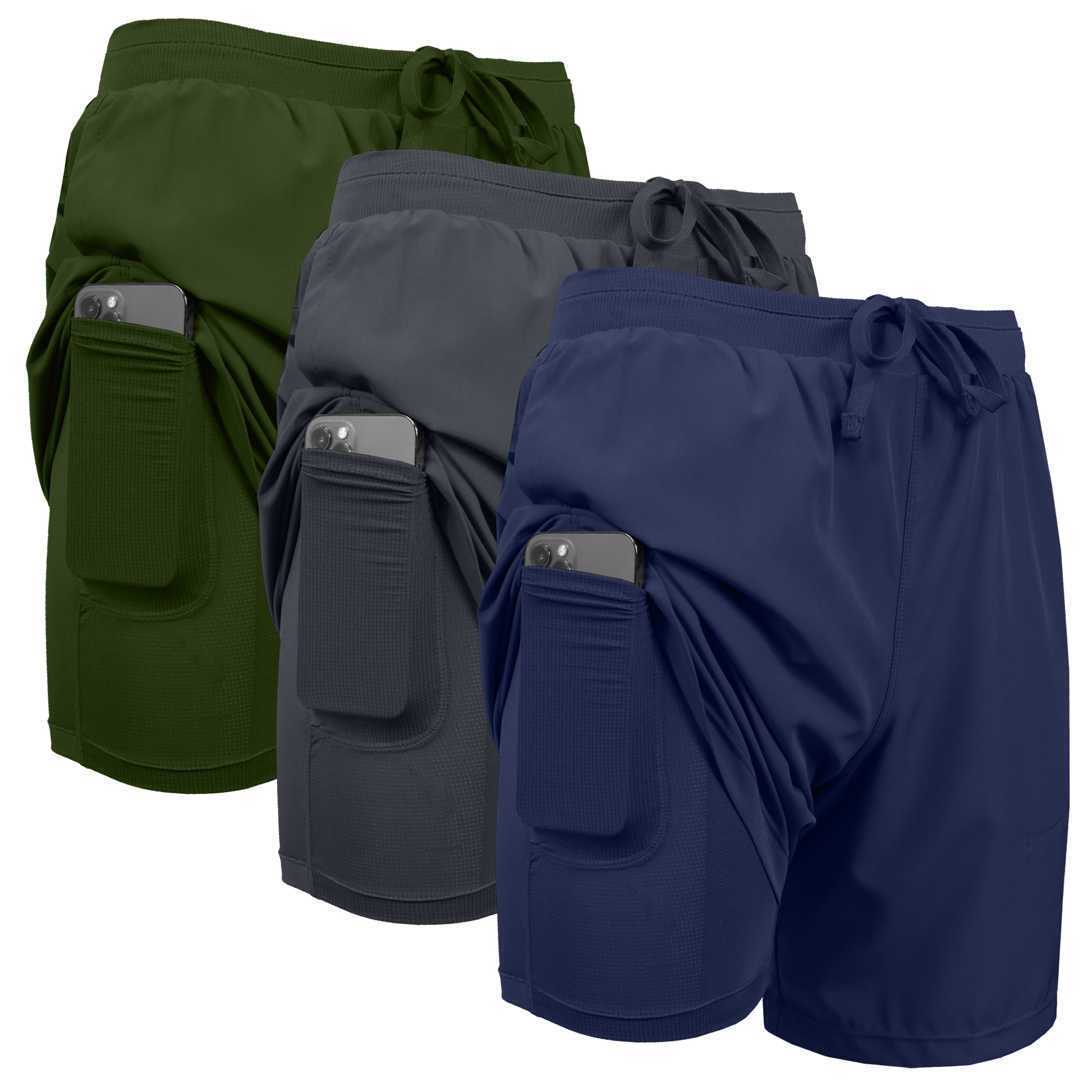 3Pk Mens 2-in-1 Quick Dry Shorts w/Liner - Gallery 17