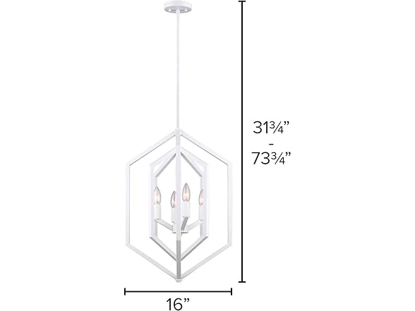 4 Light Chandelier White 16"W