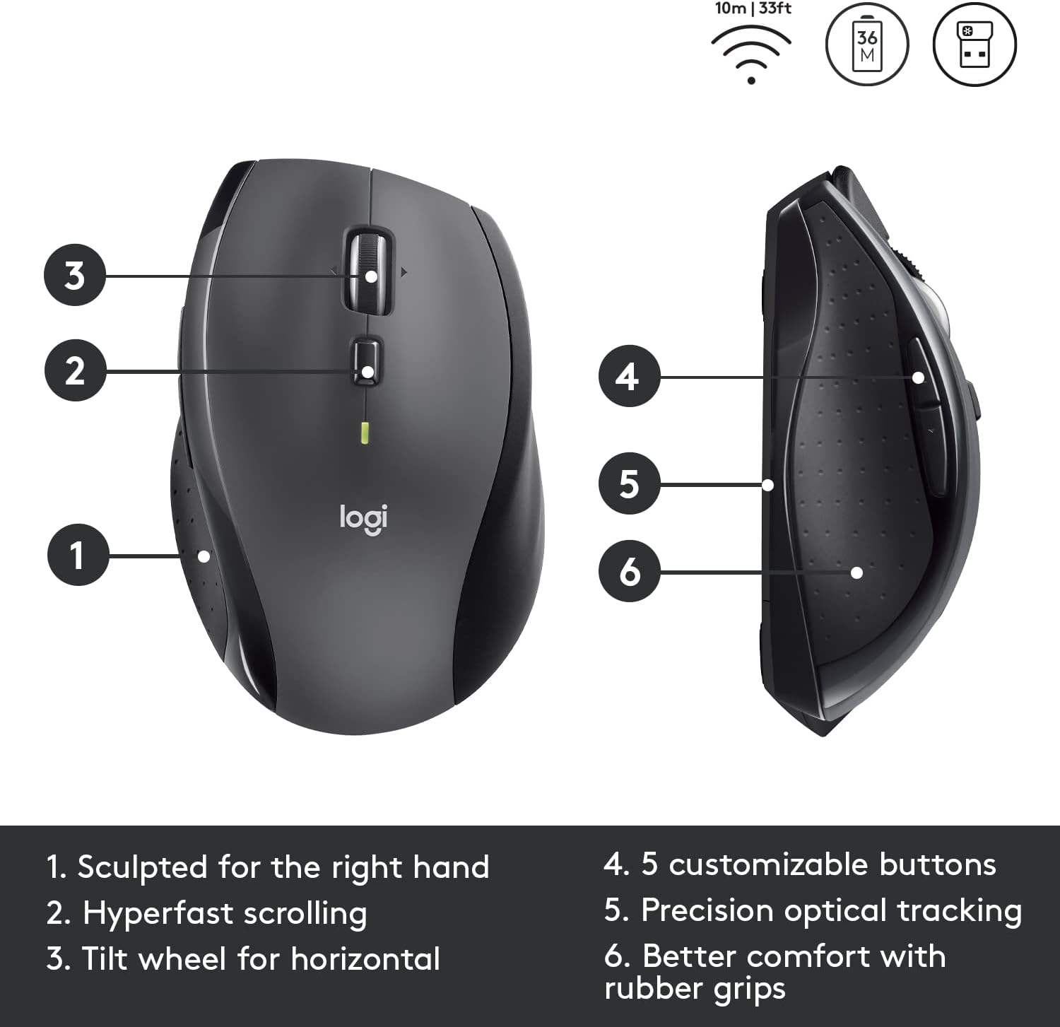 Logitech M705 Marathon Wireless Mouse - Gallery 13