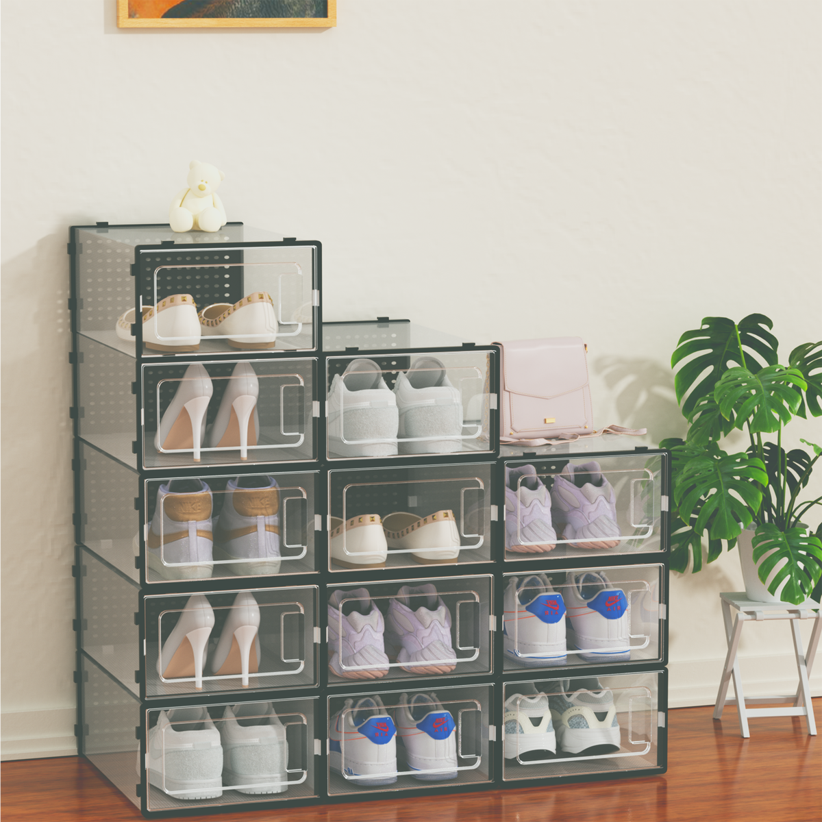 J&V Plastic Stackable Shoe Boxes 12Pk - Gallery 13
