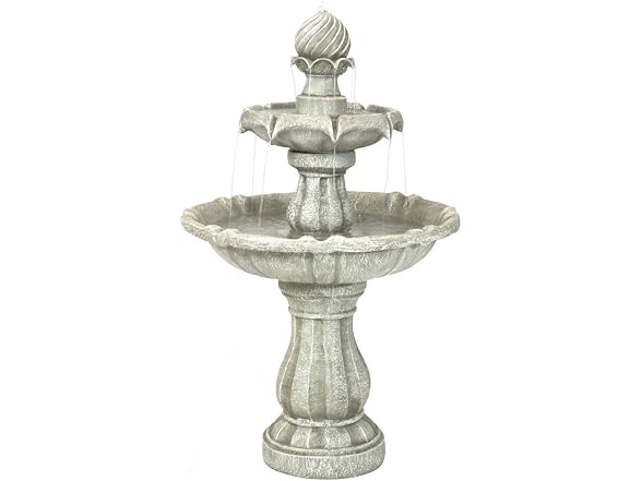 Sunnydaze 35" White 2-Tier Solar Fountain