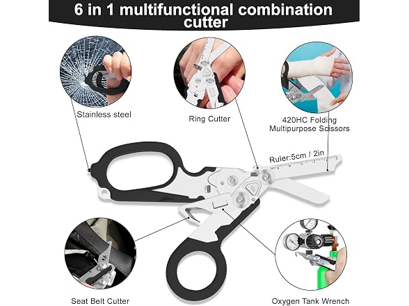 Lemasa CON-131 6-in-1 Trauma Shears with Sheath Black