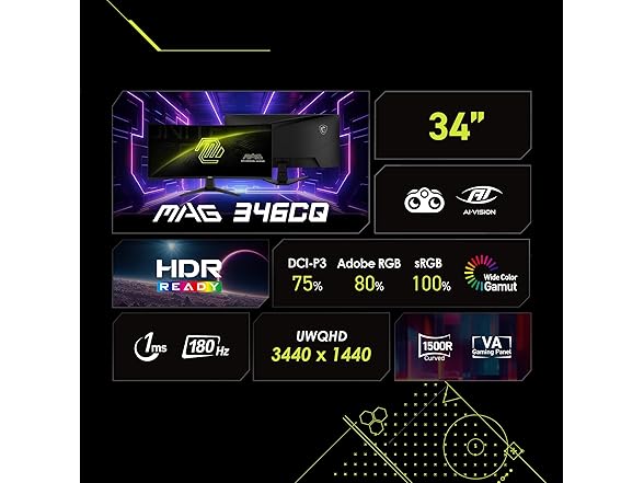 MSI 34" UWQHD Curved Monitor | MAG 346CQ