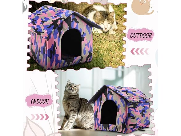 Weysat 4 Pcs Collapsible Cat House Waterproof Shelter