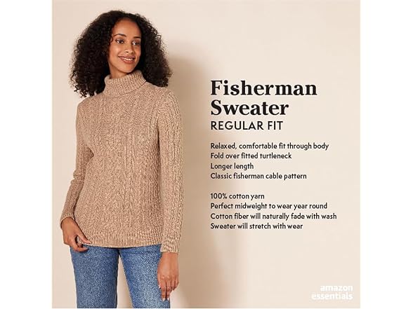 Amazon Essentials Women Long Sleeve Cable Sweater