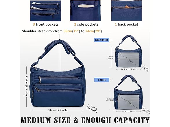 VOLGANIK ROCK RFID Purses for Women Fabric Nylon Multi Pocket Crossbody Bag Ladies Travel Handbag