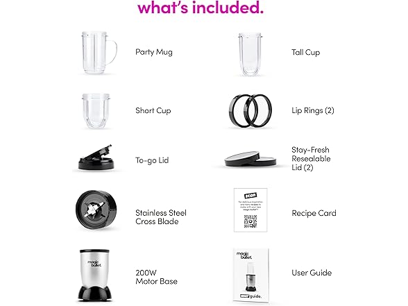Magic Bullet Blender, Small, Silver, 11 Piece Set