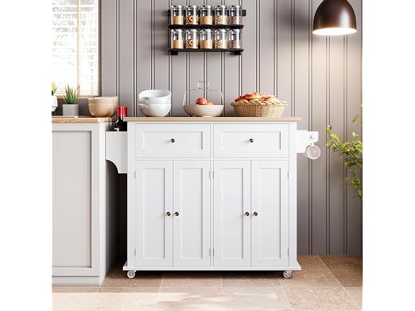 Kitchen Island Cart w/ Drawer, White