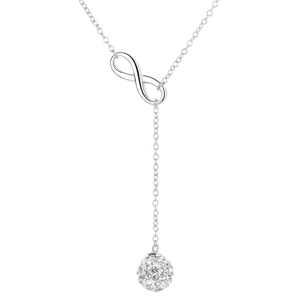 18K White Gold Ball Drop Necklace - Gallery 4