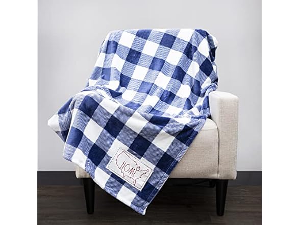 Rae Dunn Checkered Plush Fleece Throw