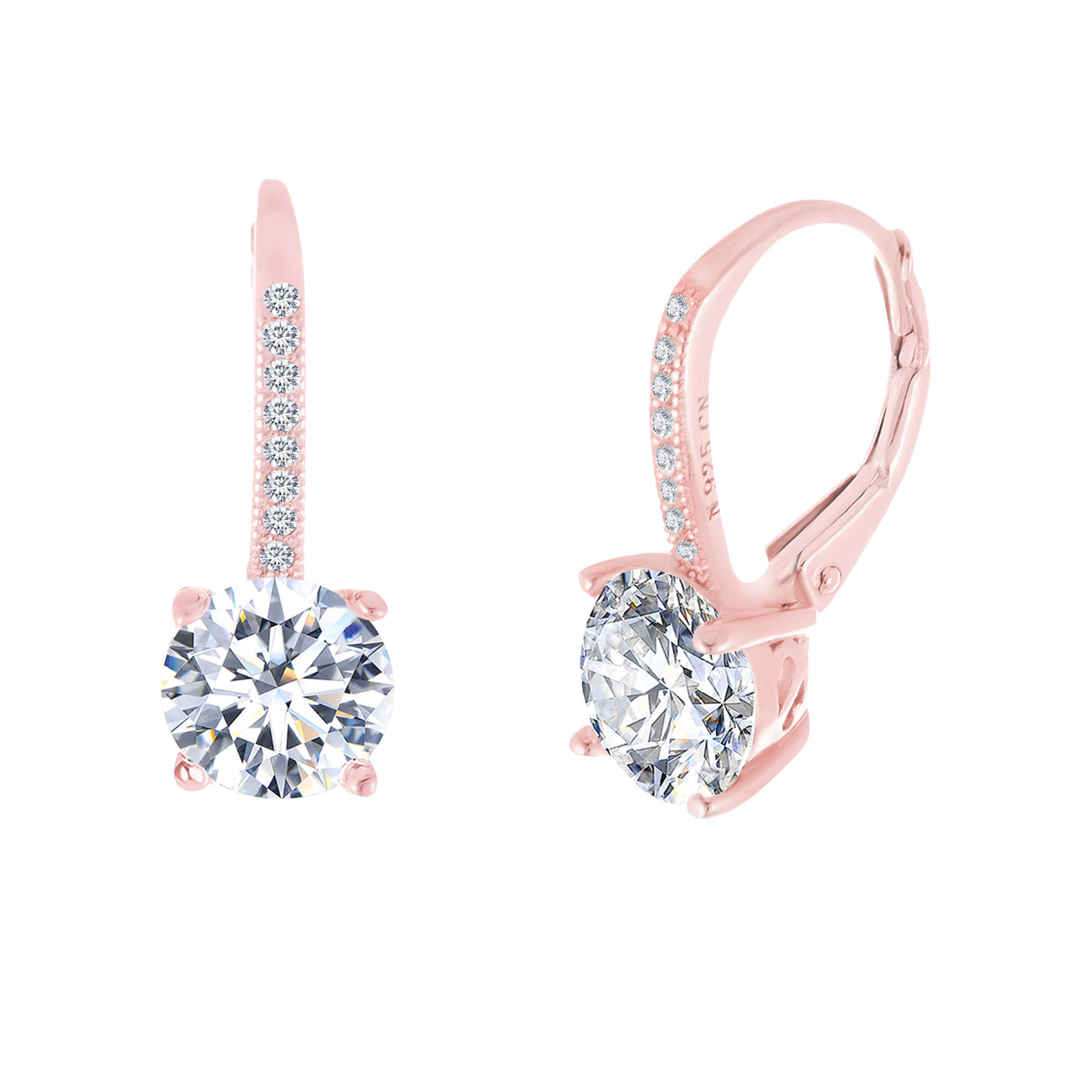 Round Cut Crystal Leverback Earrings - Gallery 10