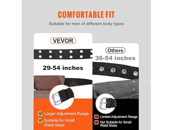 13 Pockets Tool Belt, Adjusts from 29 Inches