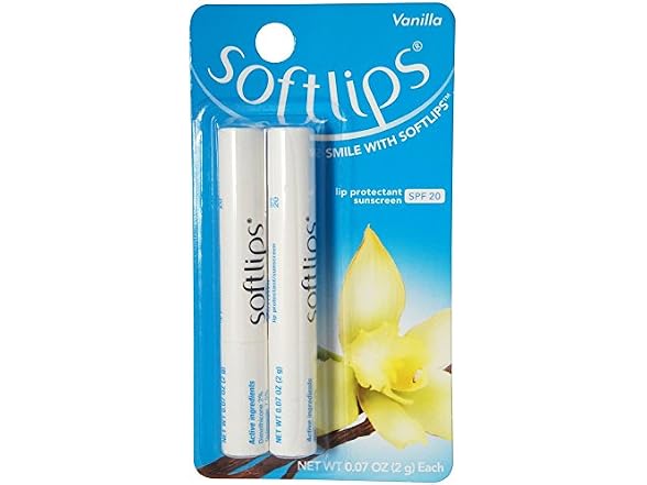 Softlips SPF 20 Vanilla Value Pack 0.07 oz 2 Ct