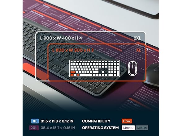 Keybeak Linux Command Mouse Pad, 31.5x11.8"