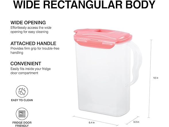 LocknLock Fridge Jug, 3QT, Pink