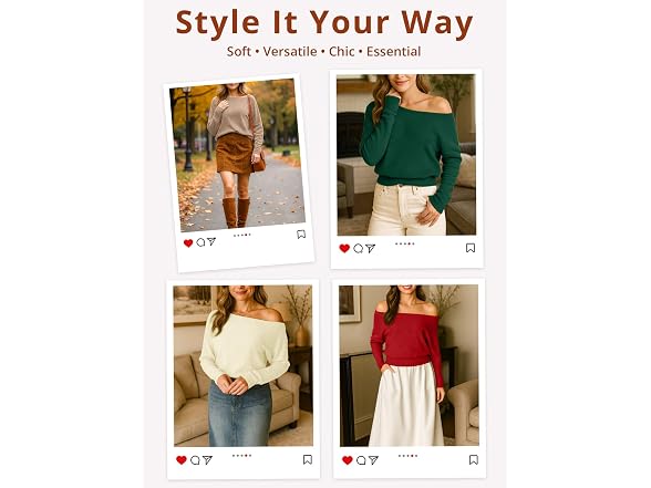 Feiersi Women (L) Off Shoulder Sweater Pullover