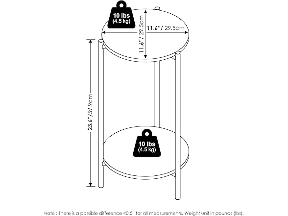Furinno Besi 2-Tier Modern Tall Round End Table