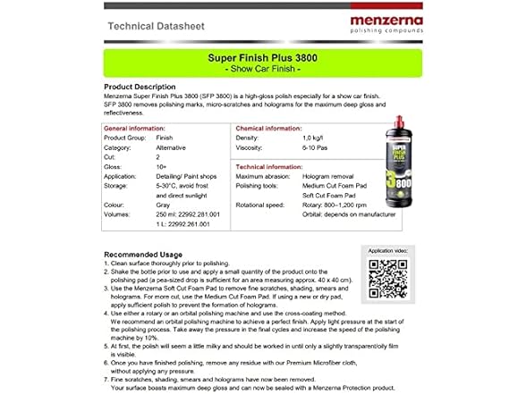 Menzerna Super Finish Plus 3800 (8oz)