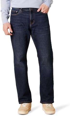 Amazon Essentials Jeans for Men Straight Fit, Bootcut, 33W x 32L, Dark Blue Vintage