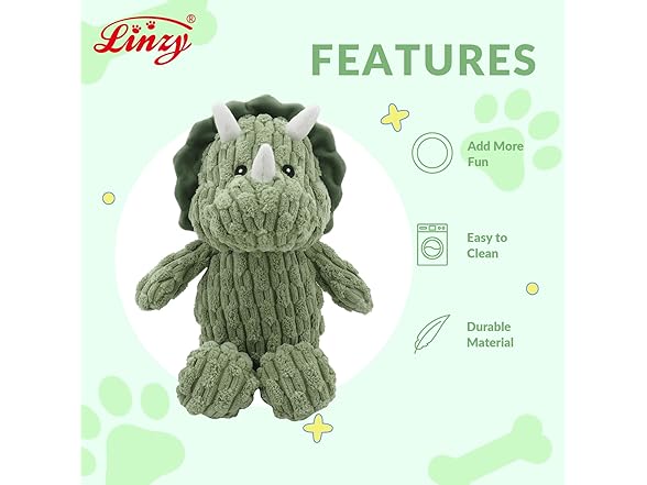 Linzy Plush Dinosaur Dog Toy