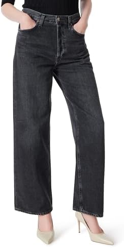 DEE OCLEPPO Women's Kit 5 Pocket Straight Wide Leg Jean Standard, Black WASH