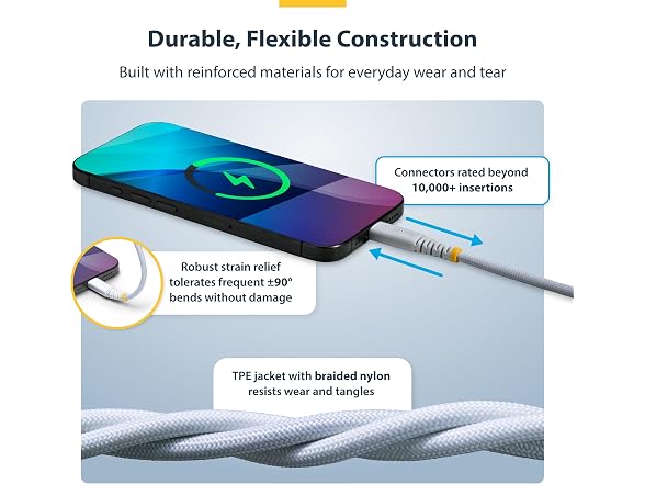 StarTech.com 10ft (3m) White USB-C Charging Cable