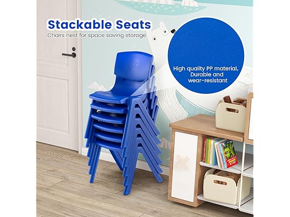 Axidou 6 Pack Premium 11" H Plastic Stackable School Chairs