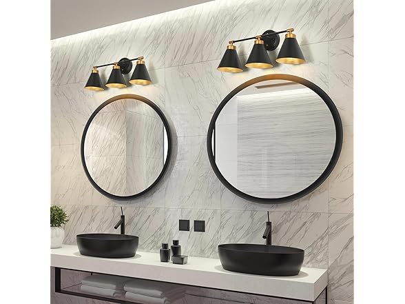 3 Light Vanity Light Black Gold