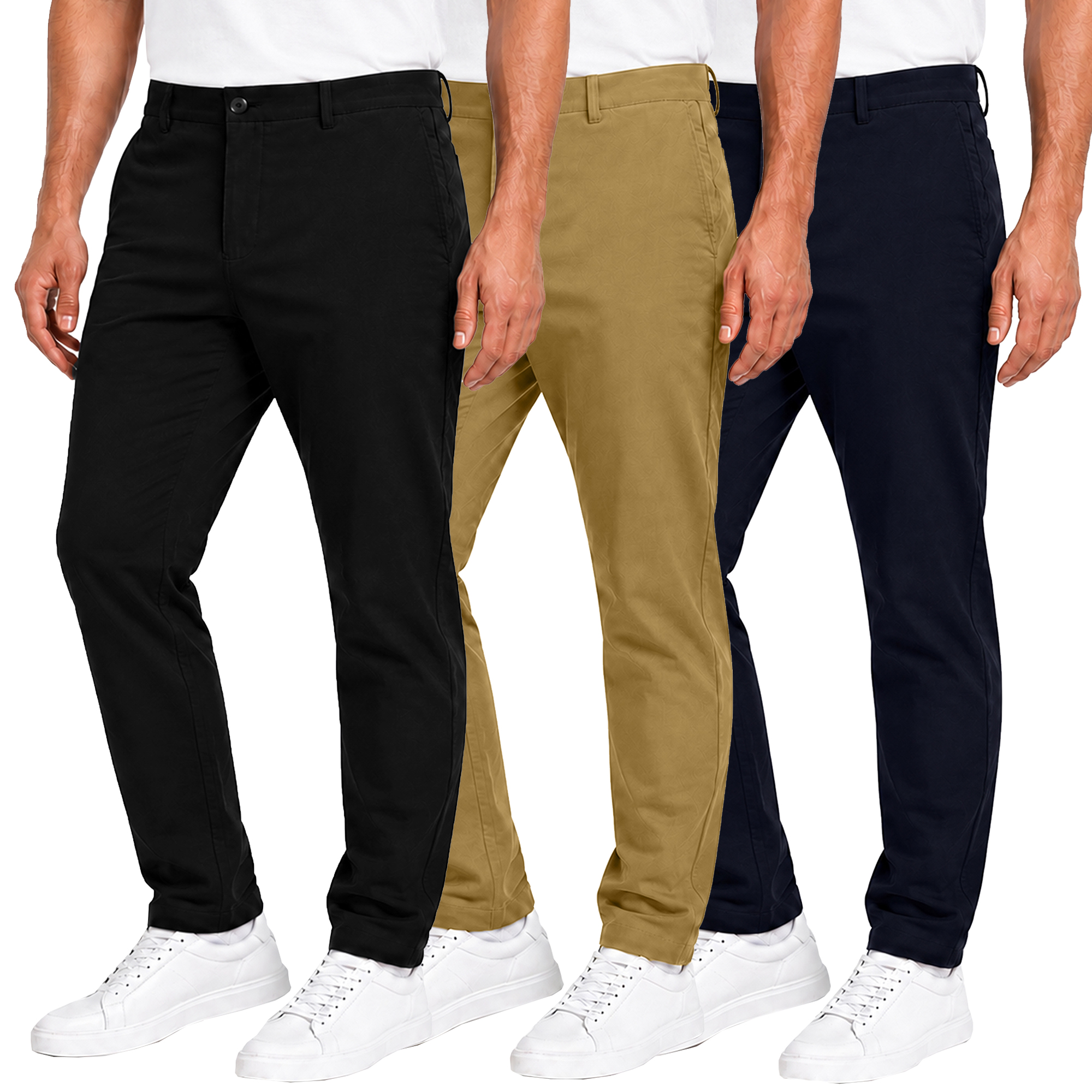 3Pk Mens Super Stretch Chino Pants - Gallery 29