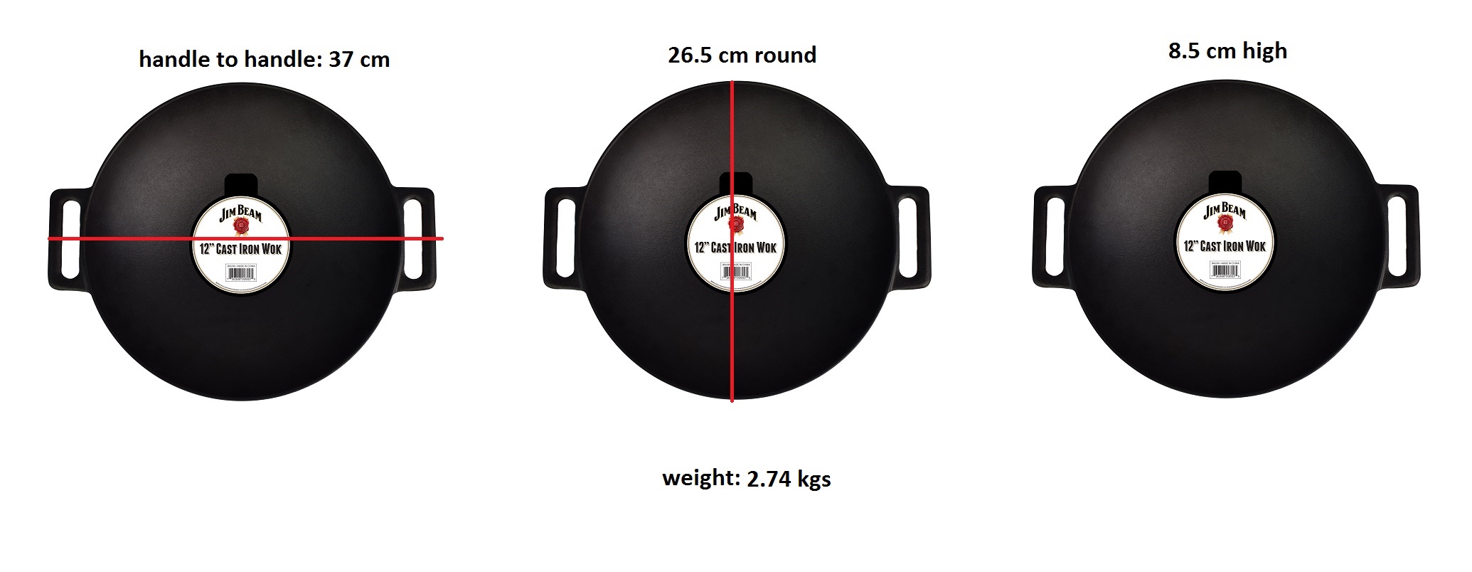 Jim Beam 12'' Cast Iron Grilling Wok - Gallery 10