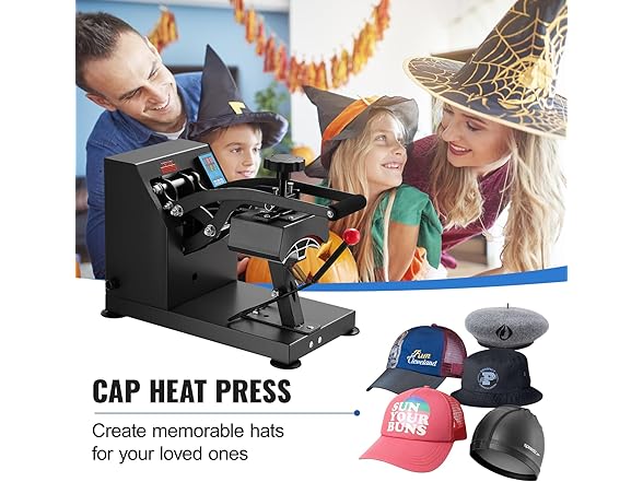 VEVOR Heat Press 6x3.75Inch Curved Element Hat Press Clamshell Design