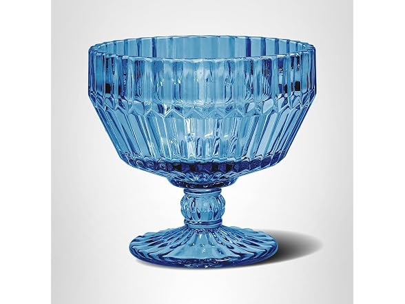 Fortessa Archie Glass, 10 Ounce Footed Dessert Bowl (Set of 6), Cornflower Blue