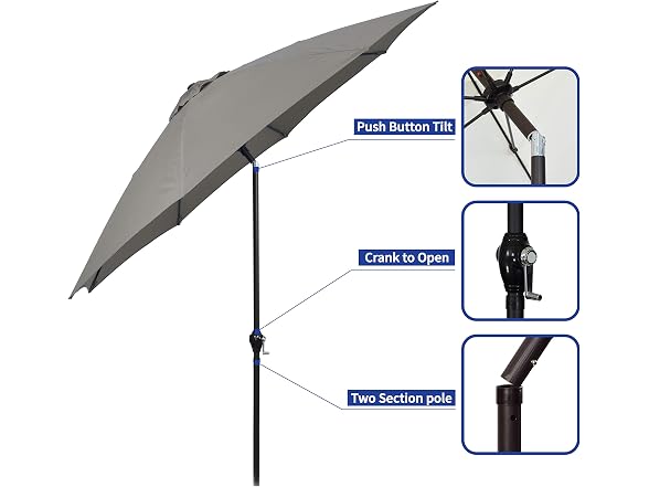 Sunline 9 ft Patio Umbrella with Crank & Pus Taupe