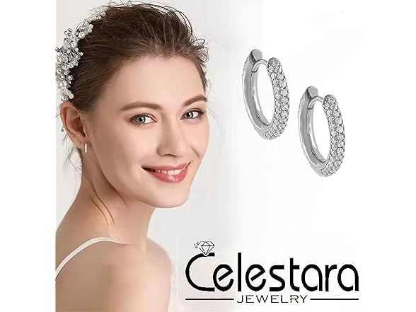 Celestara Huggie Hoop Earrings 925 Silver